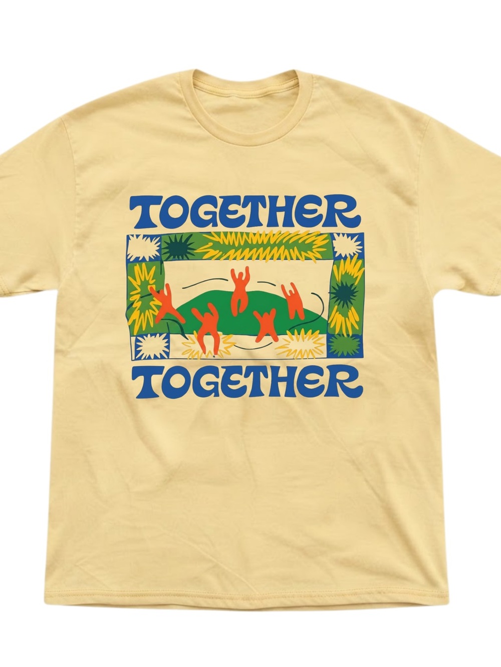 Together Graphic Print Cream Cotton Gildan T-Shirt Unisex